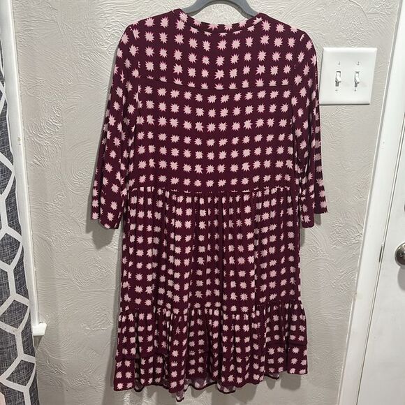 Boden Burgundy Starburst Tiered Dress Size US 6 - Picture 9 of 9